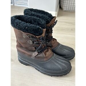 Vintage Sorel Kaufman Caribou Men's 9 Leather Pac Snow Boots Made in Canada